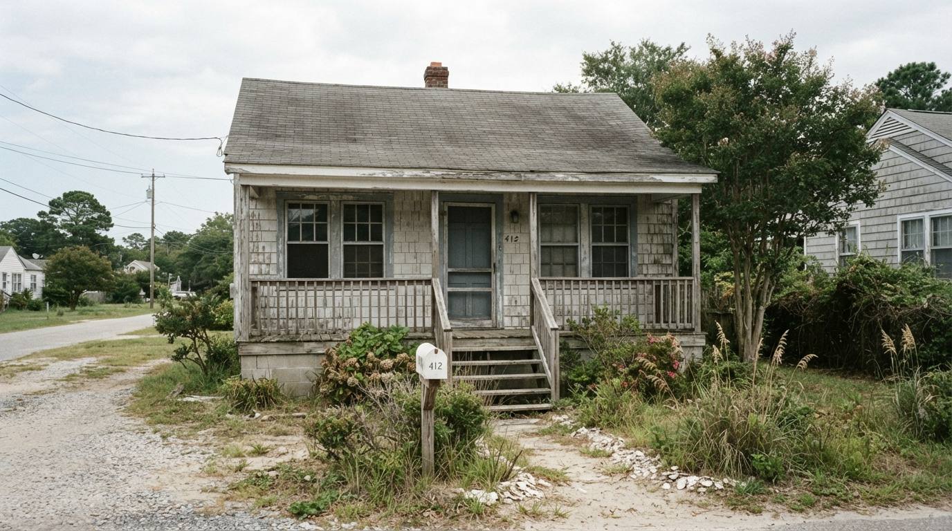 Single-storey house with salt-weathered siding