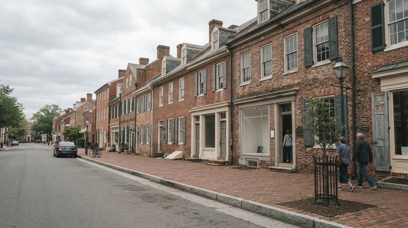Brick streetscape in a small town centre