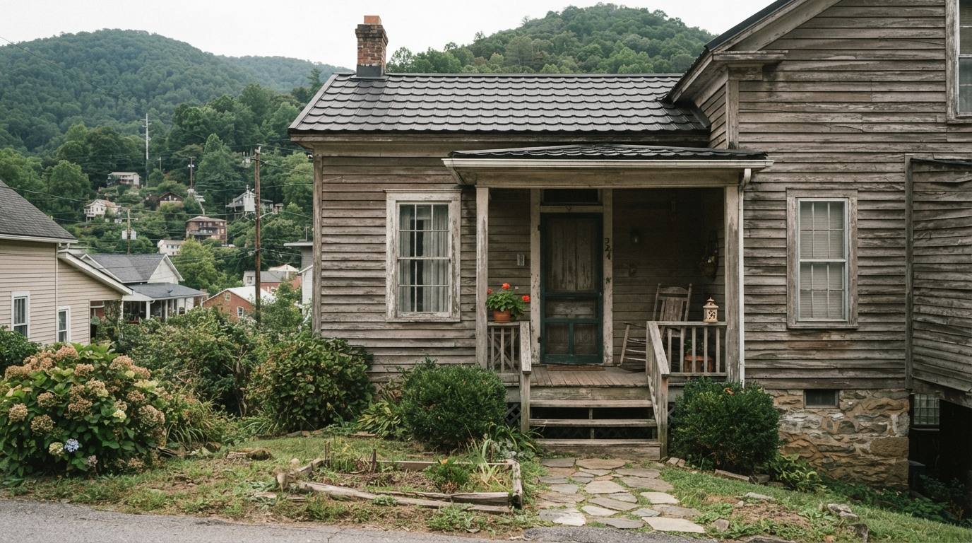 House front on a small mountain-town street