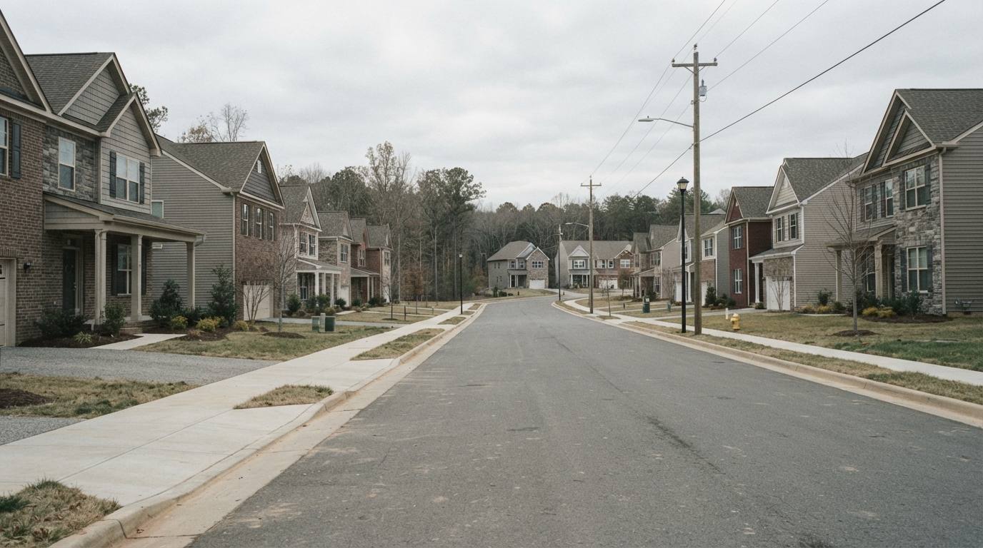 Subdivision streetscape with young planting